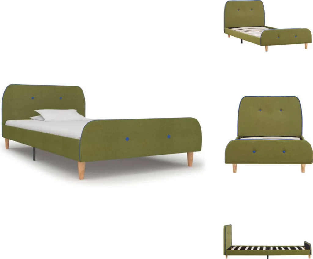 Lit Enfant et Adulte 90x200 cm Vert - Cadre de Lit en Tissu vidaXL Chic