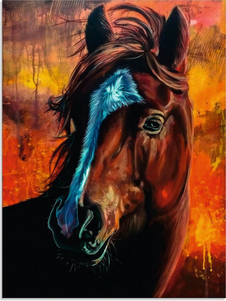 ARTland Glasbild Pferd in Feuer Größe: 45x60 cm