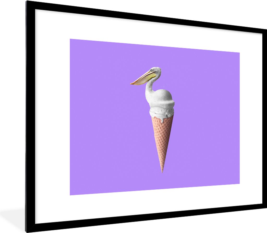 MuchoWow® Gerahmtes Poster Eiscreme - Vogel - Pelikan - Produktbild 