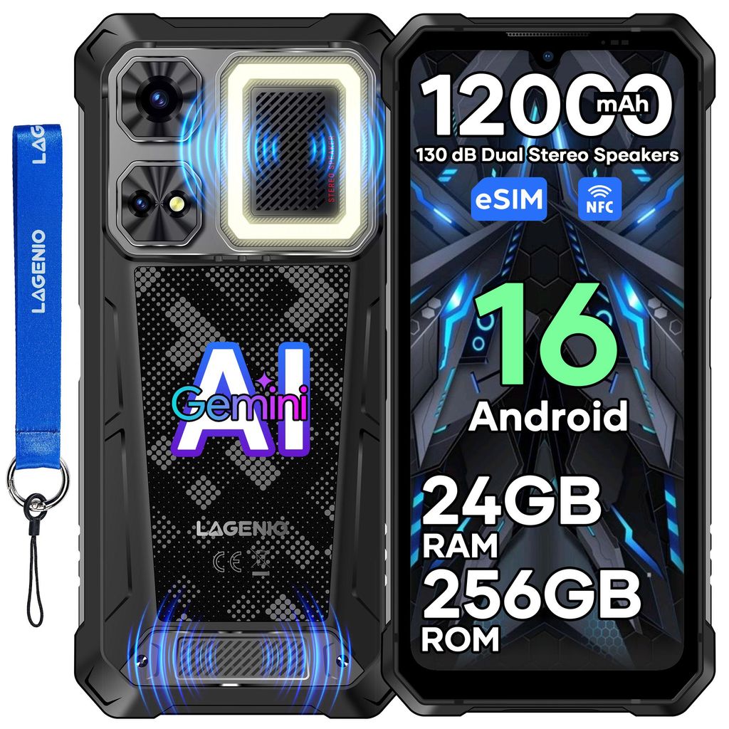 LAGENIO Rhino 1 Pro Black Outdoor Telefon komórkowy Zdjęcie produktu 