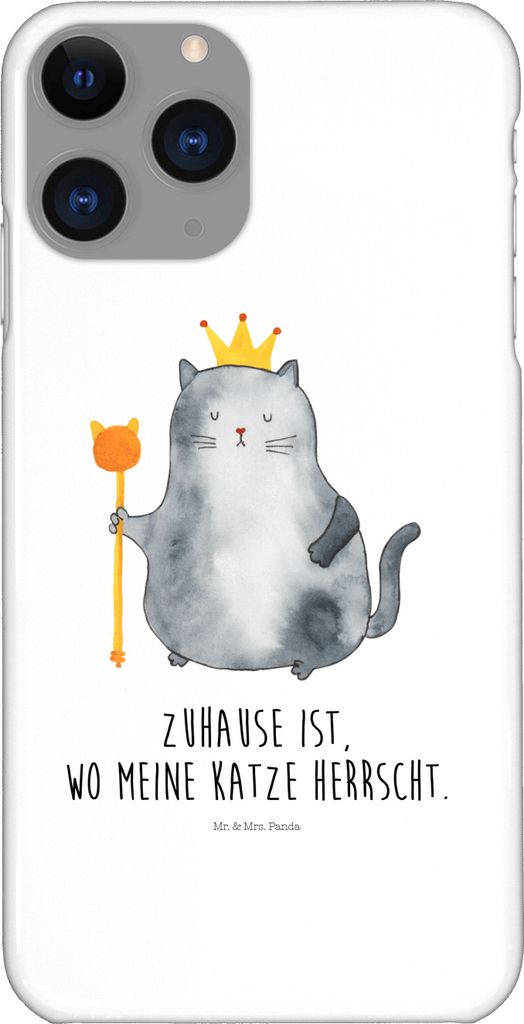 Mr. & Mrs. Panda Iphone 11 Pro Handyhülle Katze König - Weiß - Geschenk, Premium Kunststoff, Wohnung, Cat, Kater, Katzen, Haha, Handy Case