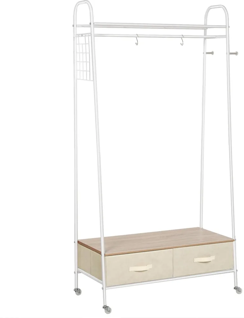 Portant à vêtements pour entrée et dressing avec tiroirs intégrés