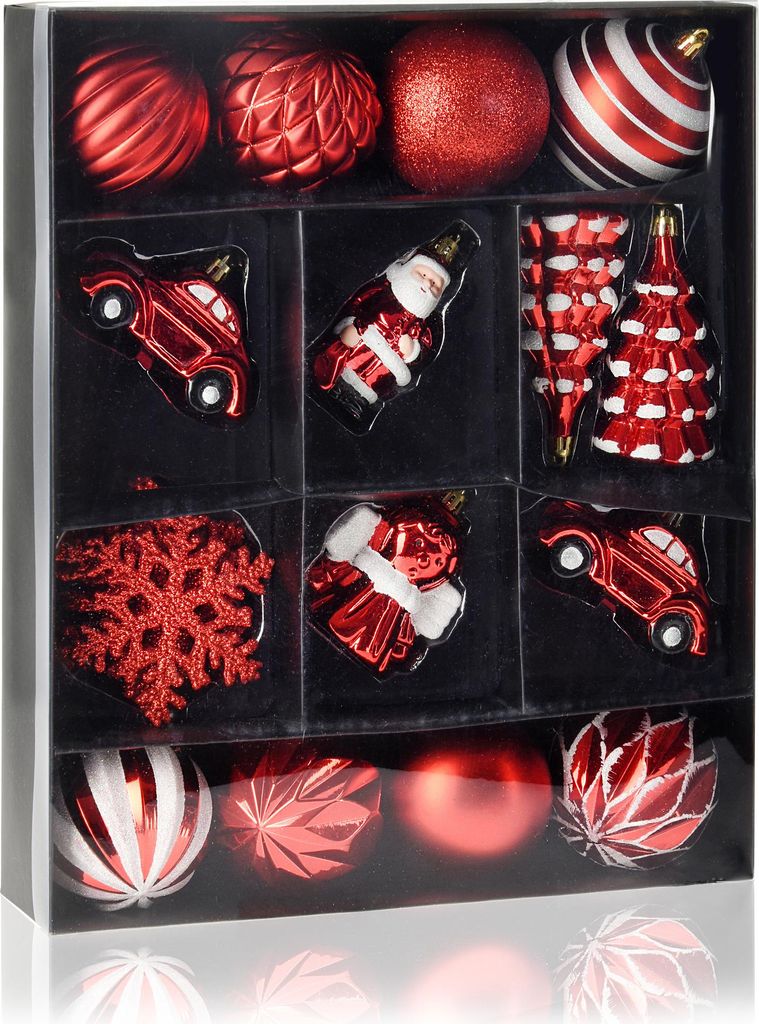 com-four 20-teiliges Set Hängedeko Weihnachten - Christbaumkugeln in verschiedenen Formen aus bruchsicherem Kunststoff für Weihnachten - Christ...