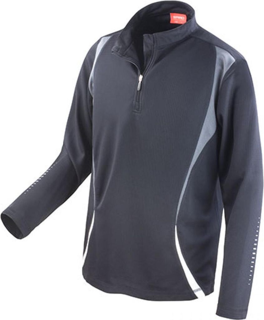 SPIRO S178X | Trial Training Top / Trainings und Sport Longsleeve - Farbe: Black/Grey/White - Größe: M