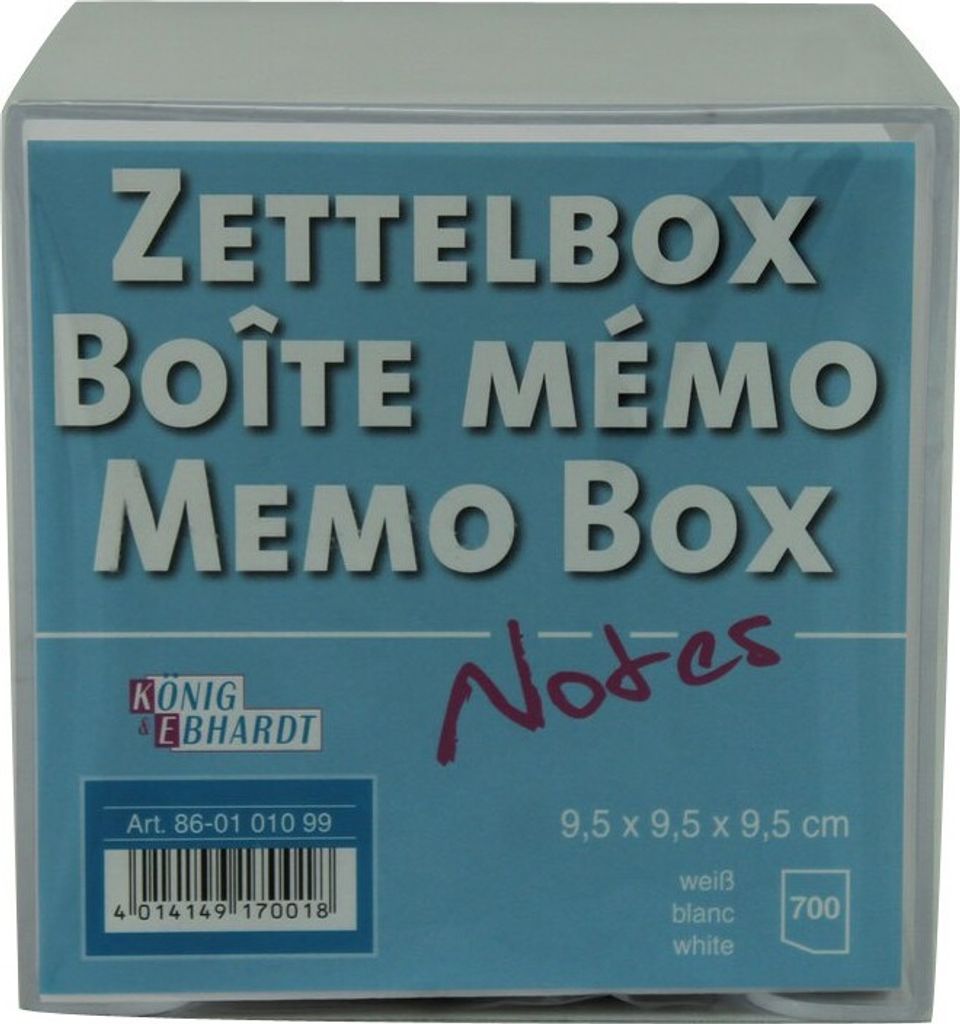 König & Ebhardt 860101099 Zettelbox 9,5x9,5x9,5cm trans 700Bl