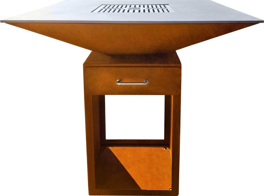 Dreamgarden Grill SQUARE Feuerplattengrill mit Grillrost Feuerschale rostig