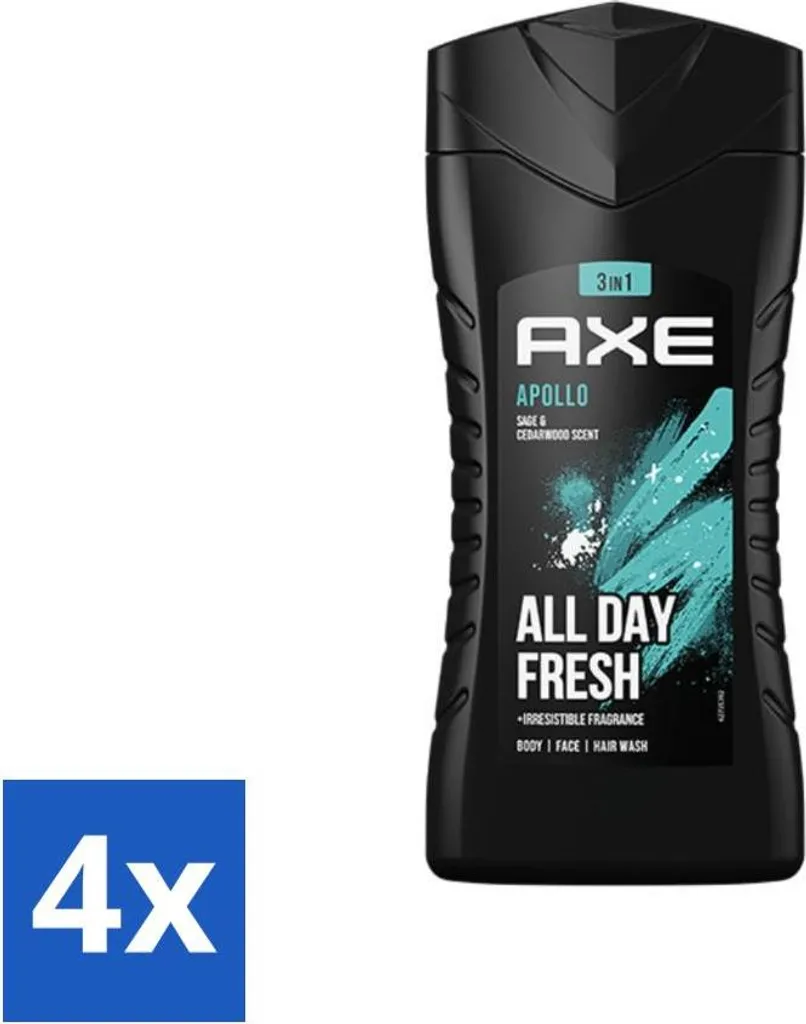 Axe Apollo 3 in 1 Doccia Gel 250ml - Set 4 Pezzi - Salvia e Legno Cedro