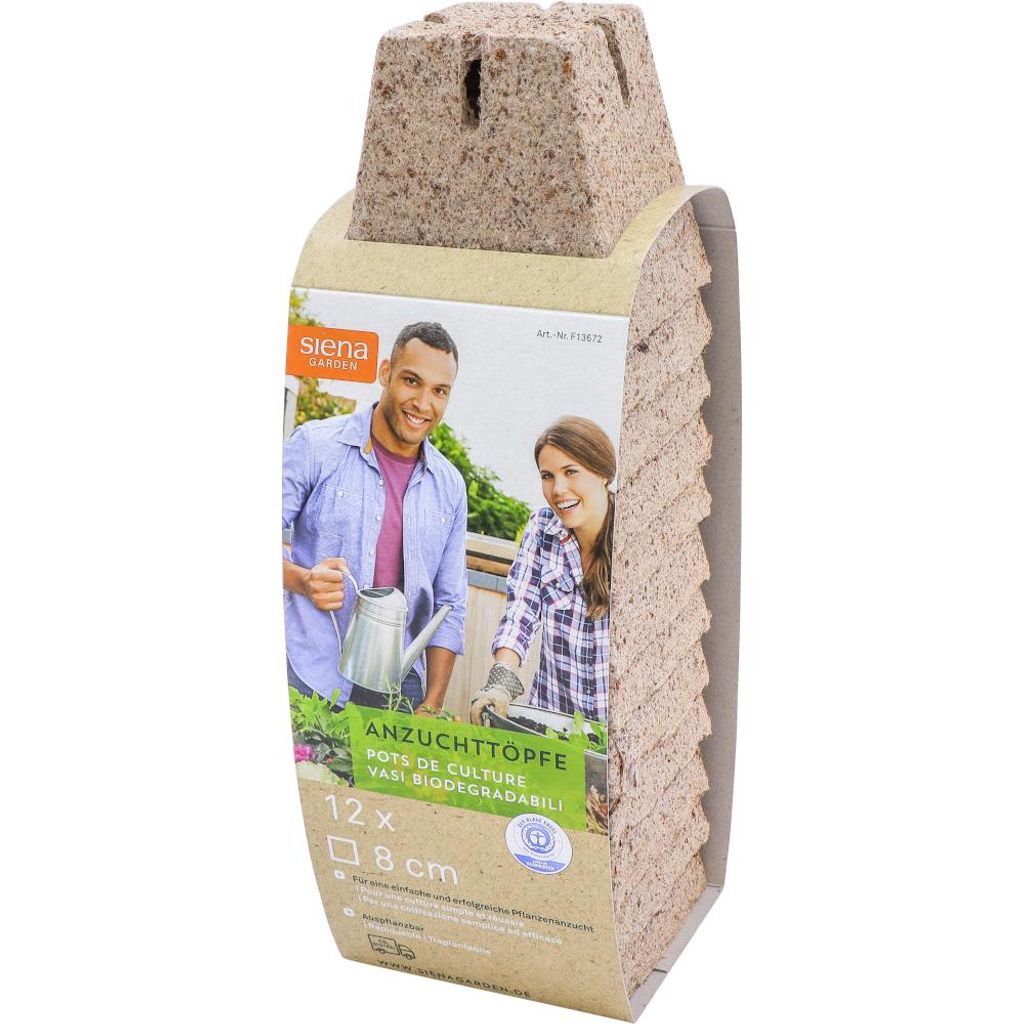 Siena Garden 12 Anzuchttöpfe Ø 8 cm quadratisch