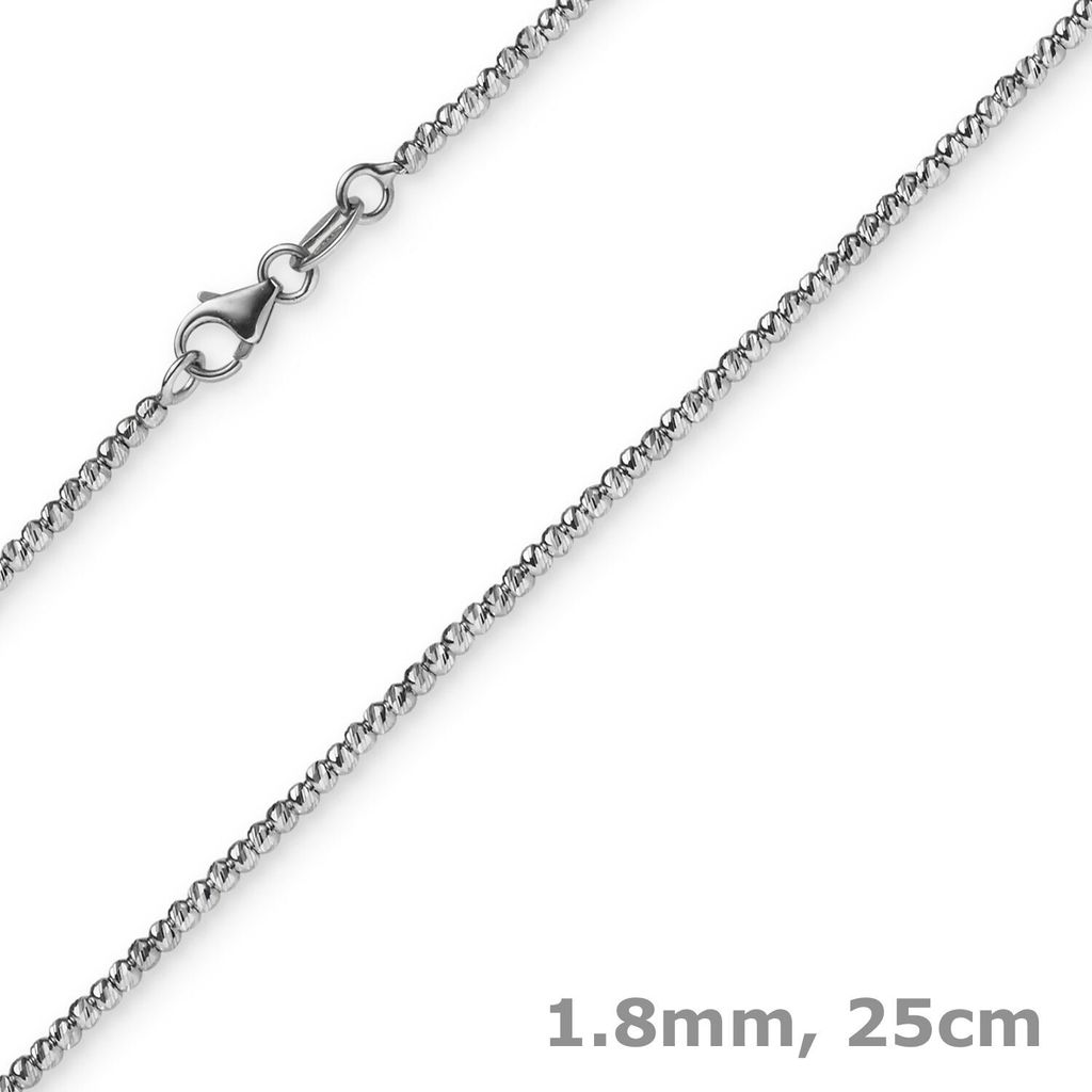 1,8mm Fußkettchen Fußschmuck Kugelkette diamantiert aus 585 Gold Weißgold 25cm