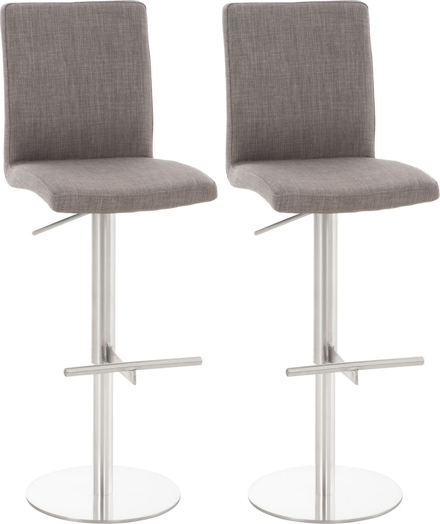 CLP 2er Set Barhocker Cadiz mit Stoffbezug drehbar und höhenverstellbar bis 240 kg Farbe:grau;Gestell Farbe:edelstahl