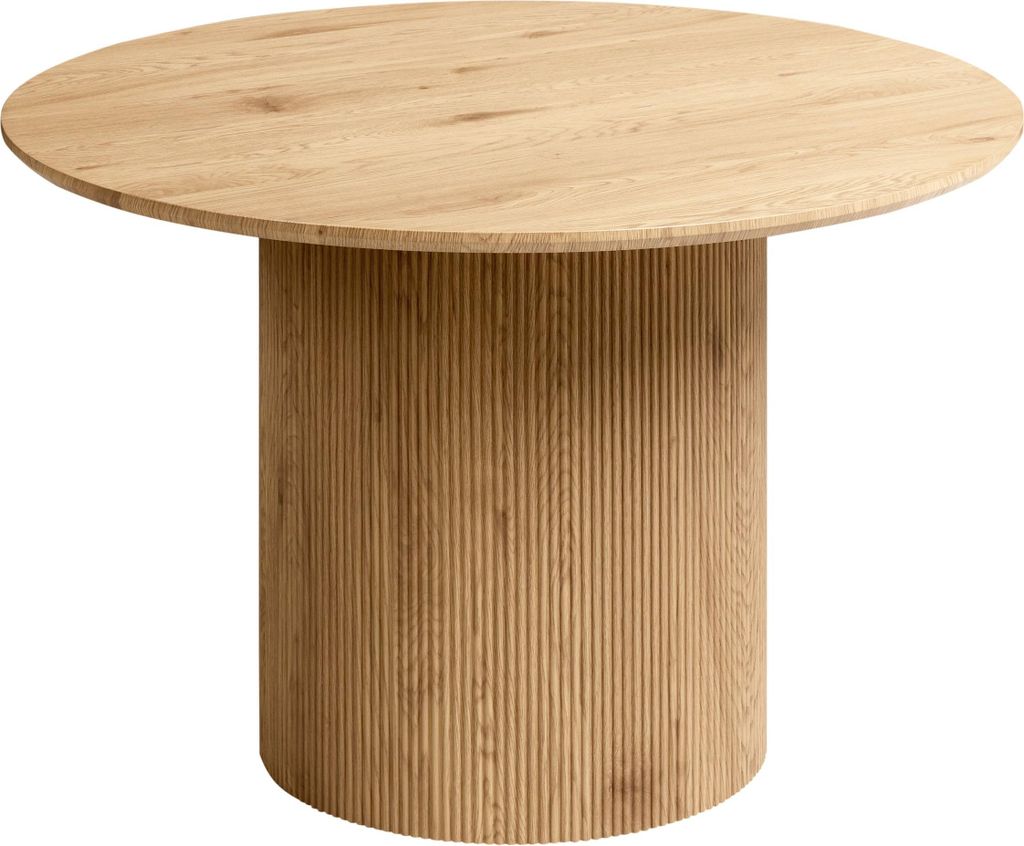 BELIANI Esstisch Hellbraun Rund 120 cm MDF Tischplatte Holzoptik Säulenfuß Säulentisch Minimalistischer Stil Modernes Design Esszimmermöbel