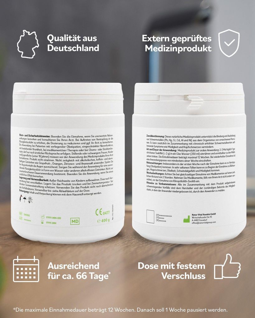 Zeolith MED Detox Pulver 400g - Medizinprodukt