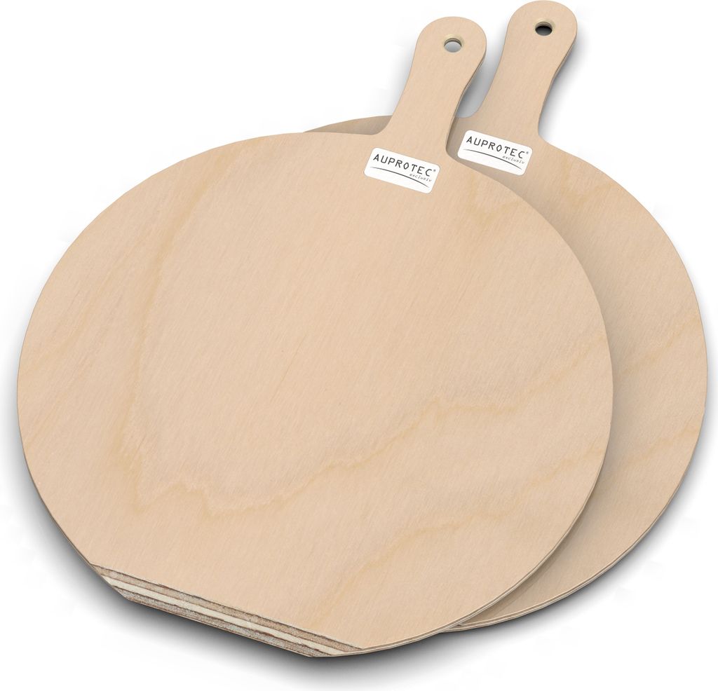 2er Set AUPROTEC Pizzaschaufel Modell Hendrik: Größe M Ø 32 cm Holz Pizzaschieber Pizzabrett