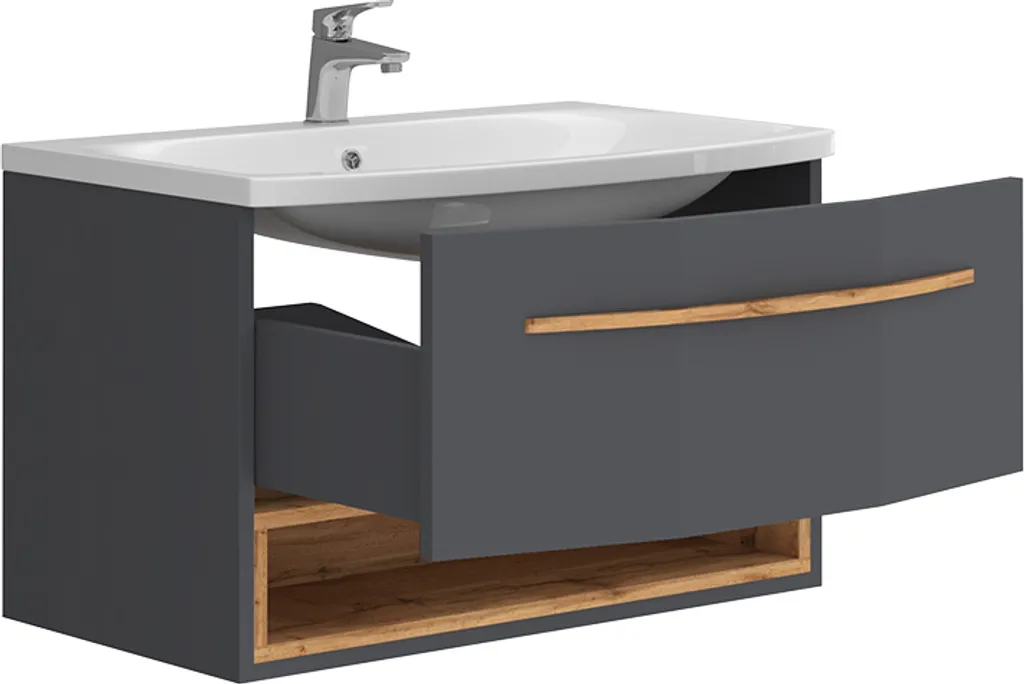 Ensemble meuble de bain anthracite Vicco Stelantis pour rangement optimisé