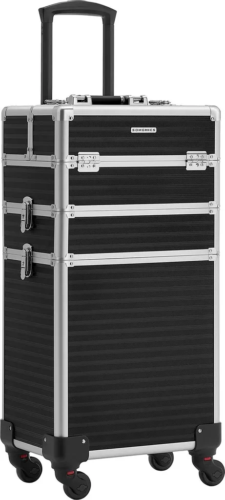 Trolley maquillage noir professionnel - Mallette cosmétique sur roulettes