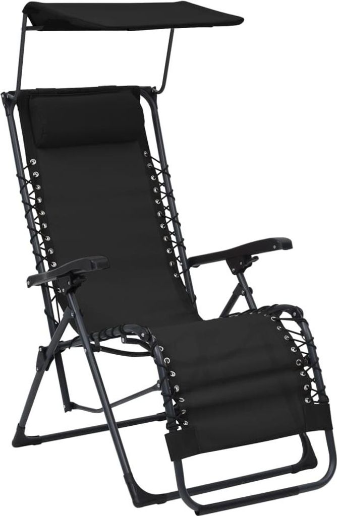 vidaXL Klappbare Liegestühle 2 Stk. Textilene Schwarz