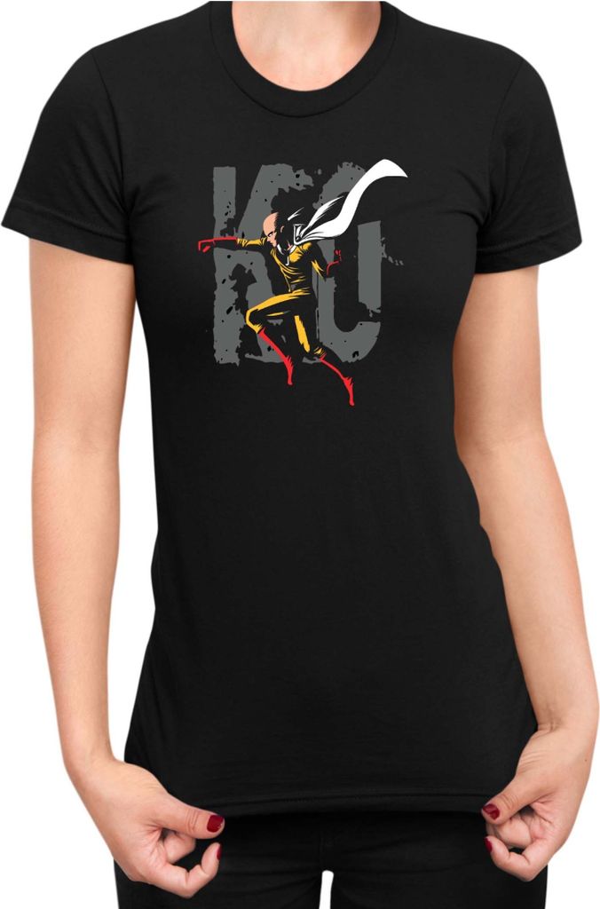 Damen T-Shirt Japan Anime Manga One manga Punch Anime Man Saitama 02 Saitama Punch, Lady XS / Schwarz