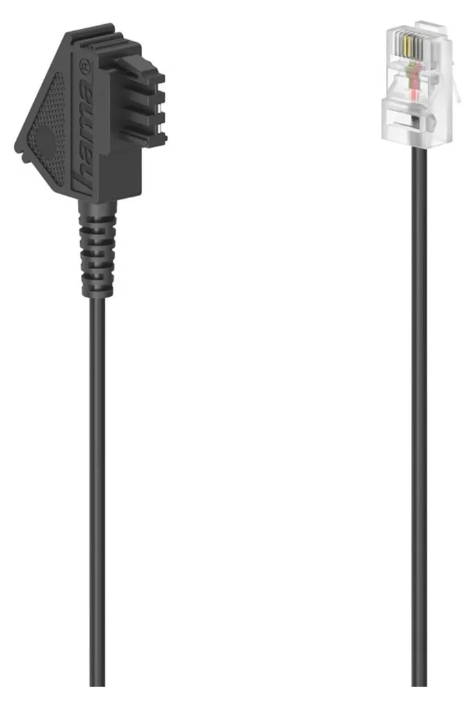Câble téléphone 3m Hama noir haute qualité avec fiches moulées RJ11