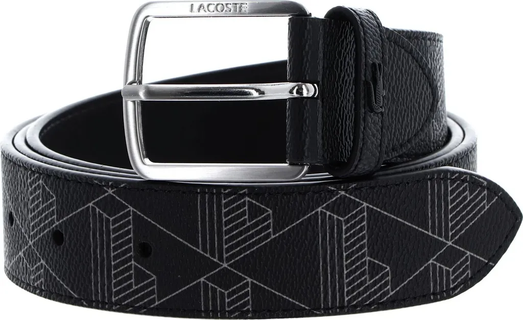 Cintura Lacoste The Blend 35 Monogram Noir Gris - Eleganza Maschile