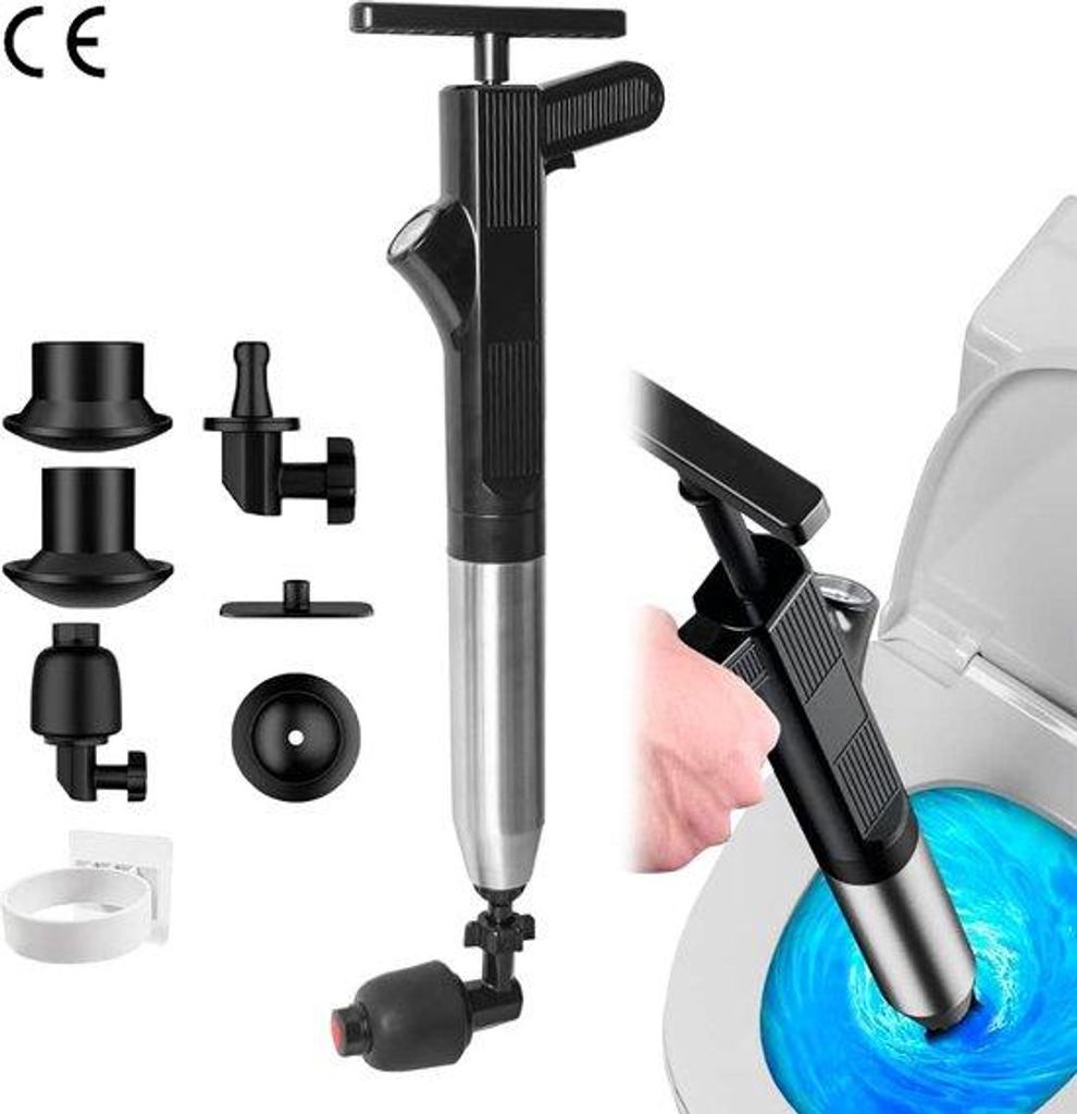 Plunger - Toiletentenker - Abflussentenker - Mit 6 Ersatzteilen - Für Toilette, Bad, Rohre und Viel Mehr