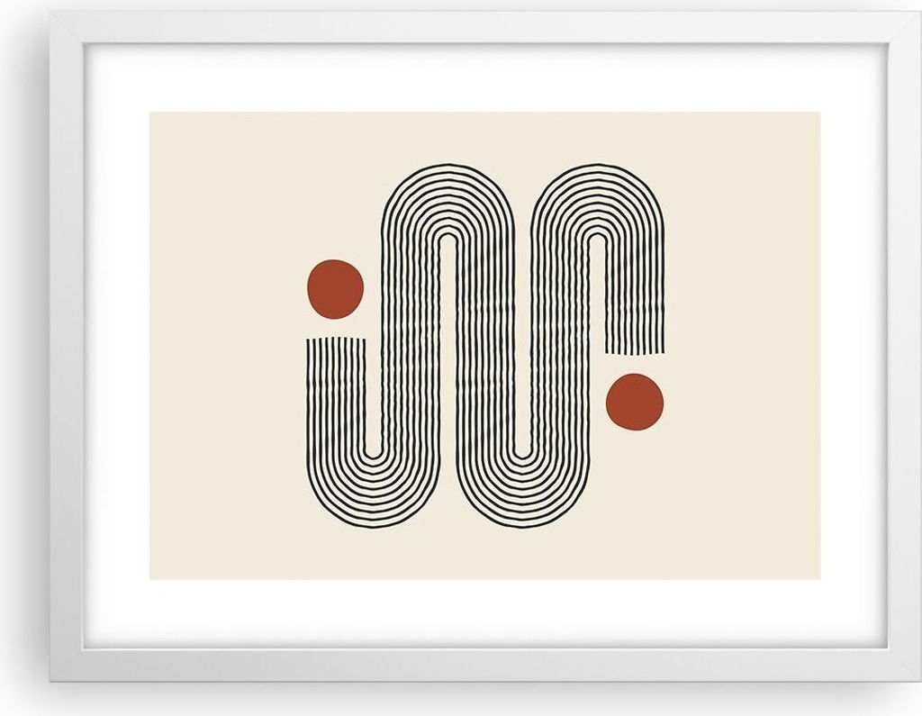 Gerahmtes Poster - Weißer Rahmen - Minimalistisch Modern Abstraktion - 40x30 cm - Wand Bild - Wanddeko - Wandbilder - Kunstposter - Wandposter - B...