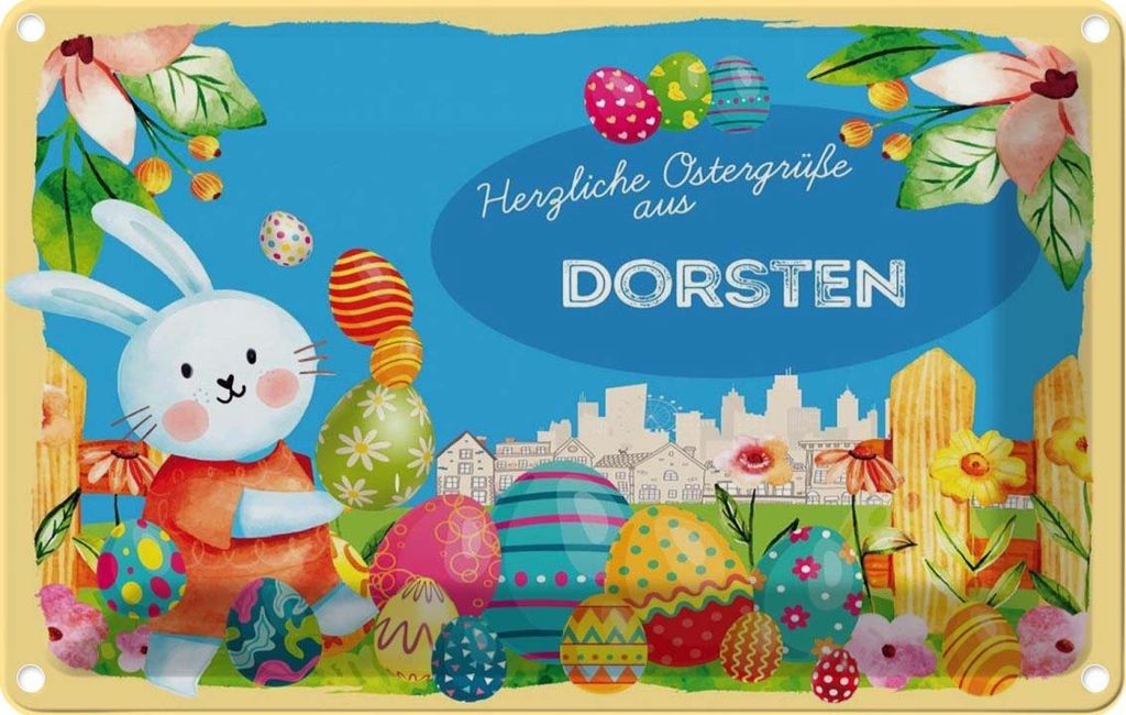 vianmo Blechschild 20x30 cm Ostergrüße DORSTEN Ostern Gruß