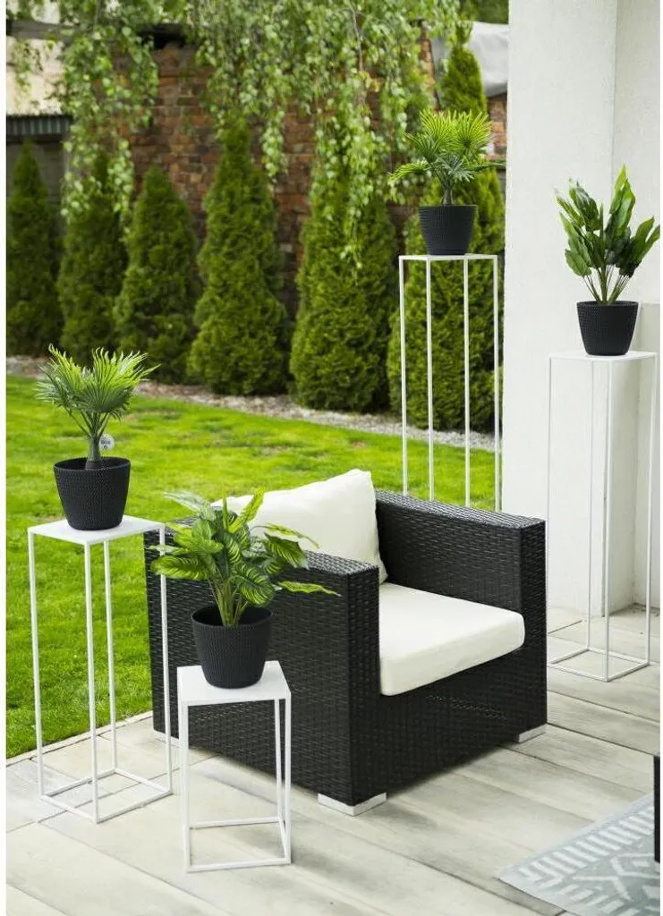 Howhomely Porte-fleurs en Métal Blanc 100cm - Support Plantes Design - 9