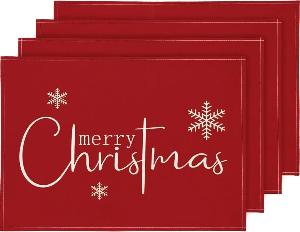 Set de Table de Noël Lavable Rouge 30x45cm pour Décoration de Fête
