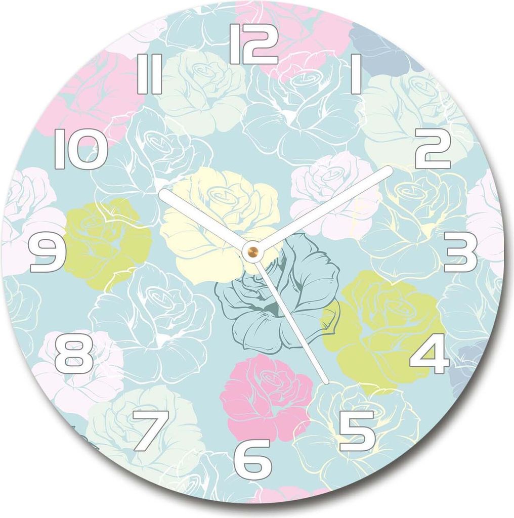 Wanduhr aus Glas 30fi Glasbild Glasuhr Gehärtetes Glas - weisse-zeiger - Roses