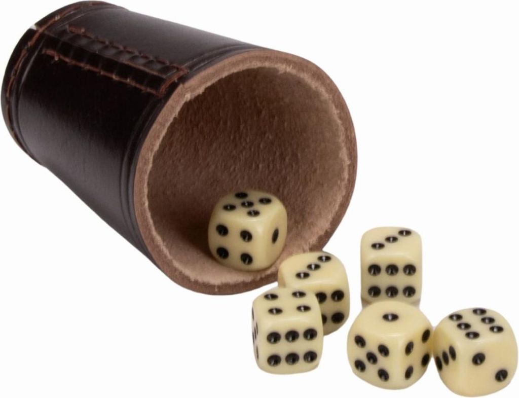 Würfelbecher braun (echt Leder) Standard (9 cm) mit 6 Produktbild 