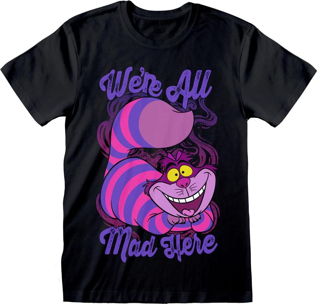 Alice In Wonderland - "We ́re All Mad Here" T-Shirt für Herren/Damen Uni HE3705 (XL) (Schwarz)