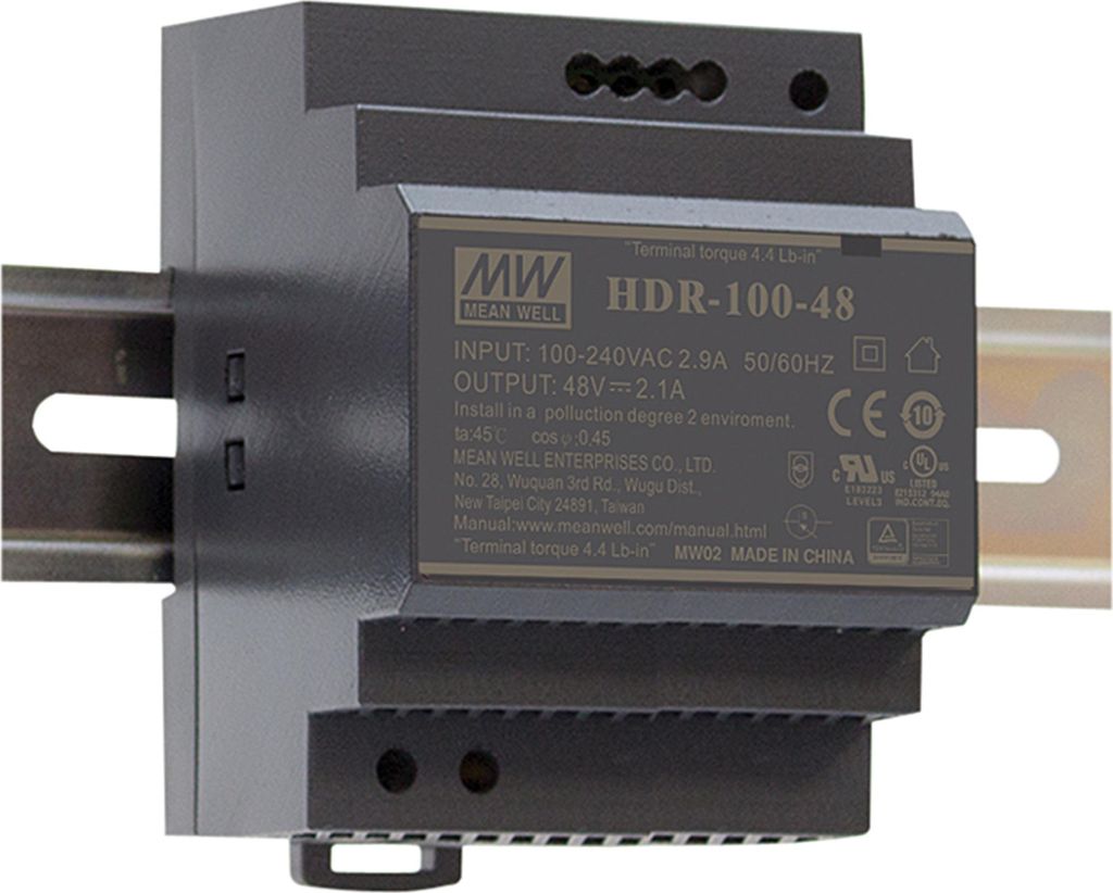 MEANWELL HDR-100-24N, DC AC Hutschienen-Netzteil, DIN, 100,8W 24V 4,2A