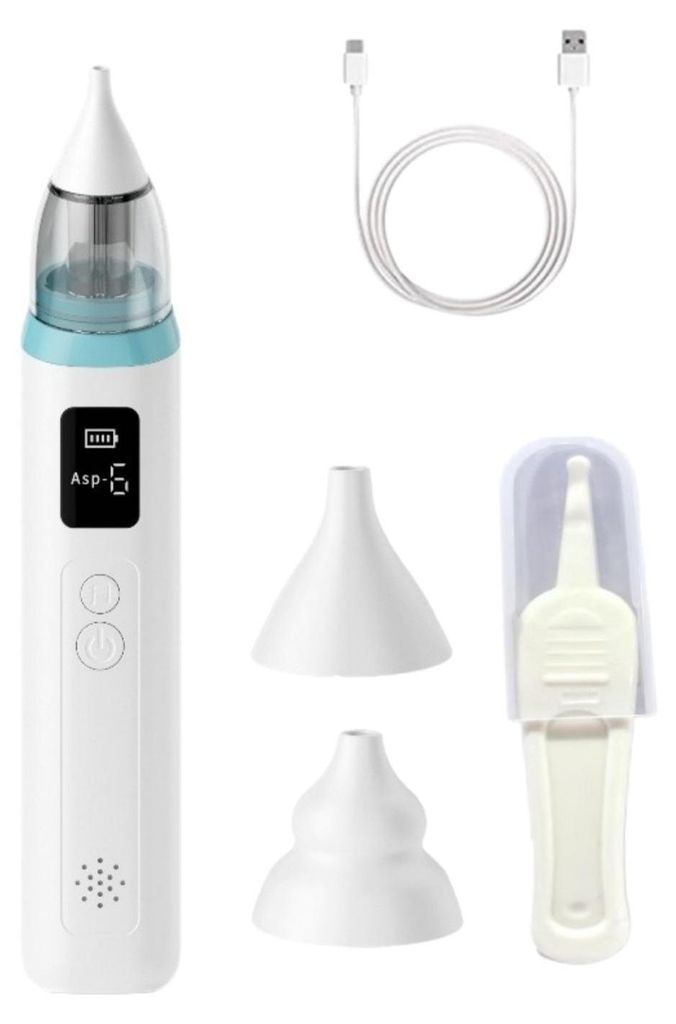 Zimilo Elektrischer Nasensauger Baby, 6 Saugstufen, LCD Display, Musikfunktion, Silikonaufsatz, USB Type C, Nasenreiniger Kinder 0-12 Jahre, Blau