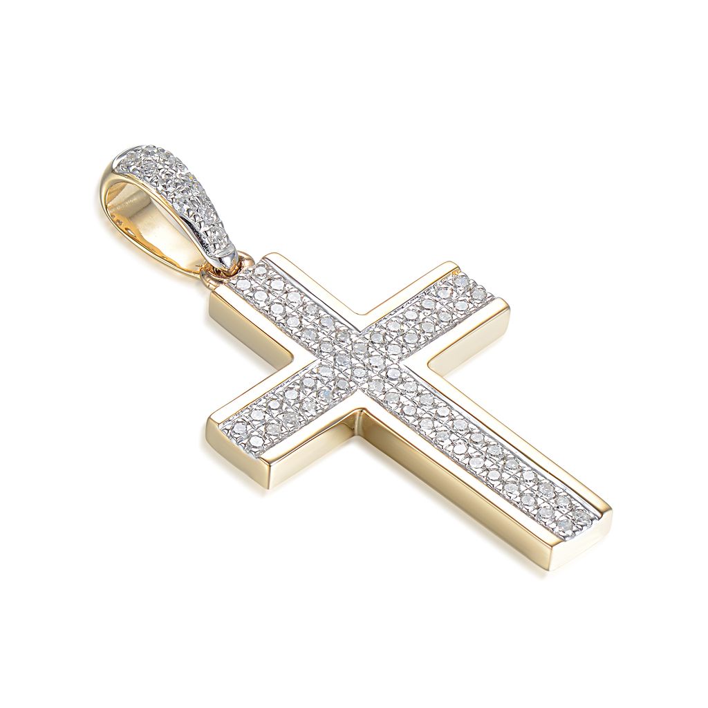 585er Gelbgold Kreuz Anhänger mit 74 x Brill. ca. 0,16ct. Goldanhänger Kreuzanhänger