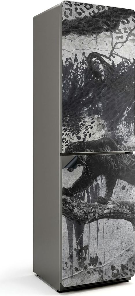 Panther auf einem Ast – Magnetische Kühlschrank Abdeckung – Dekorfolie magnetisch Küche – Kühlschrank Magnet Deko – selbstklebende Magne...