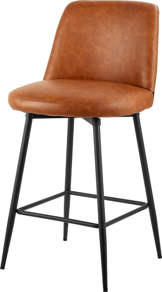 Tabourets de bar avec dossier - Cuir Polyuréthane marron - Set de 3 - Métal - 11