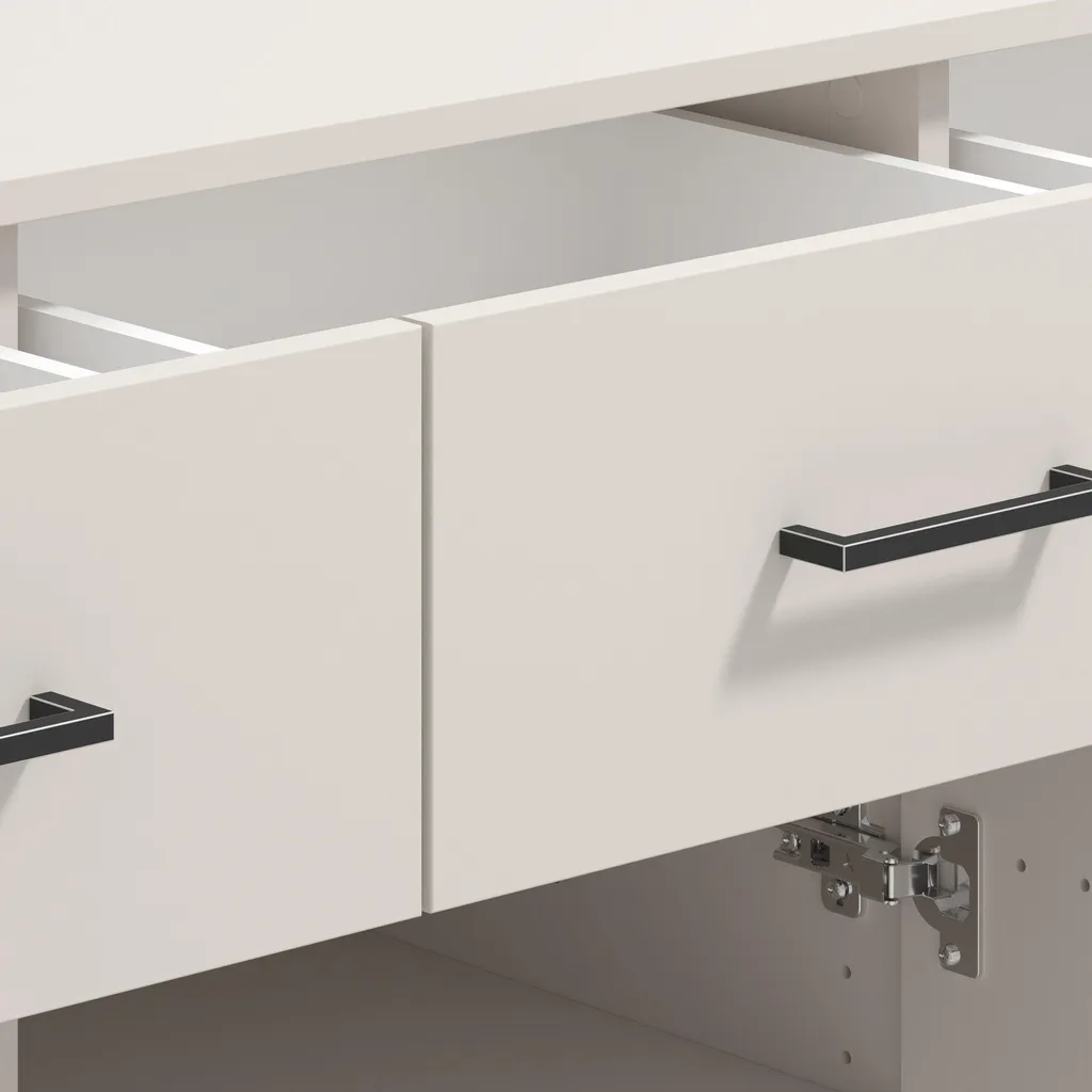 Buffet Blanc Crème 138cm : Solution de Rangement Spacieuse et Design - 7