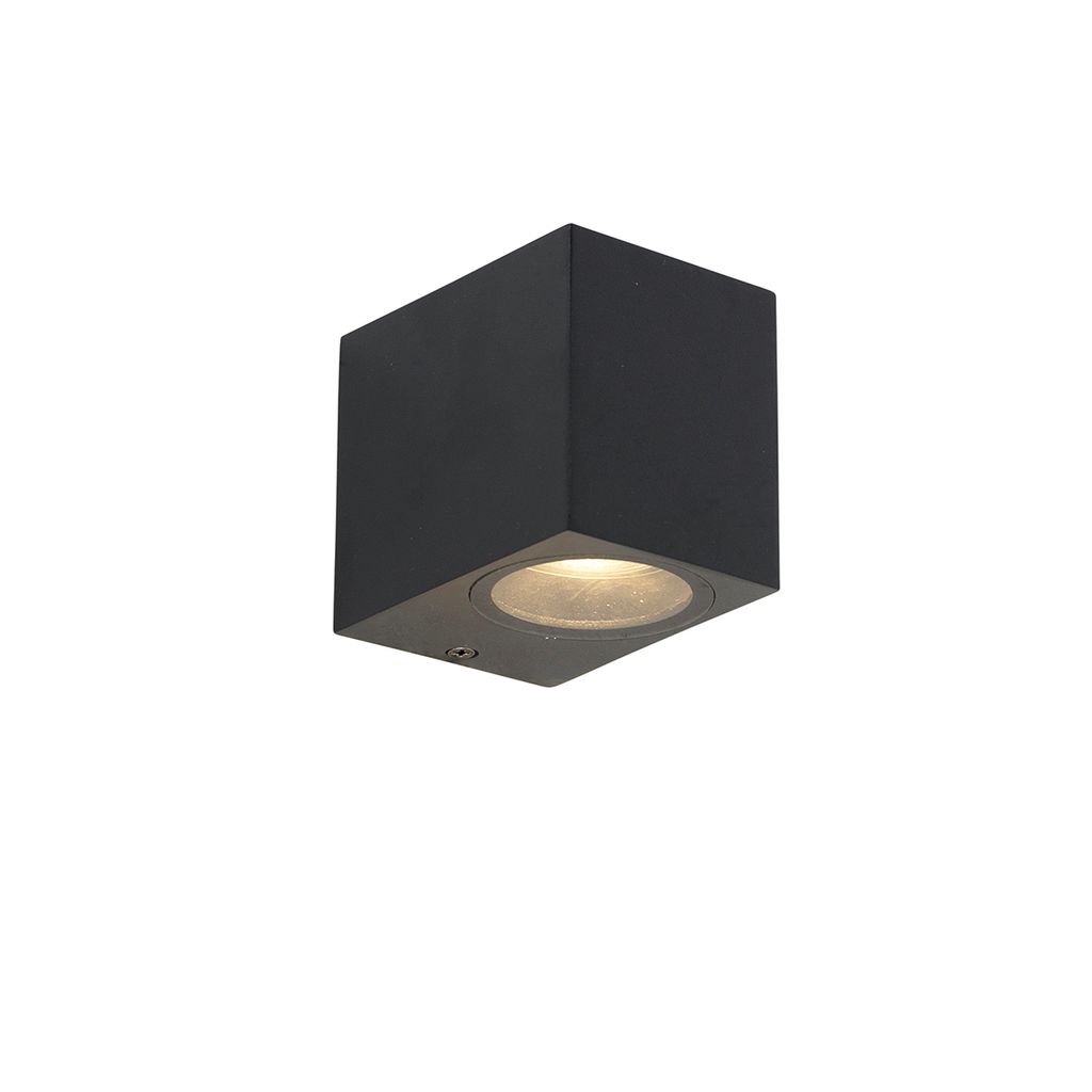 QAZQA - Moderne Außen Wandleuchte schwarz GU10 50mm IP44 - Baleno I Außenbeleuchtung - Edelstahl Rechteckig - LED geeignet GU10