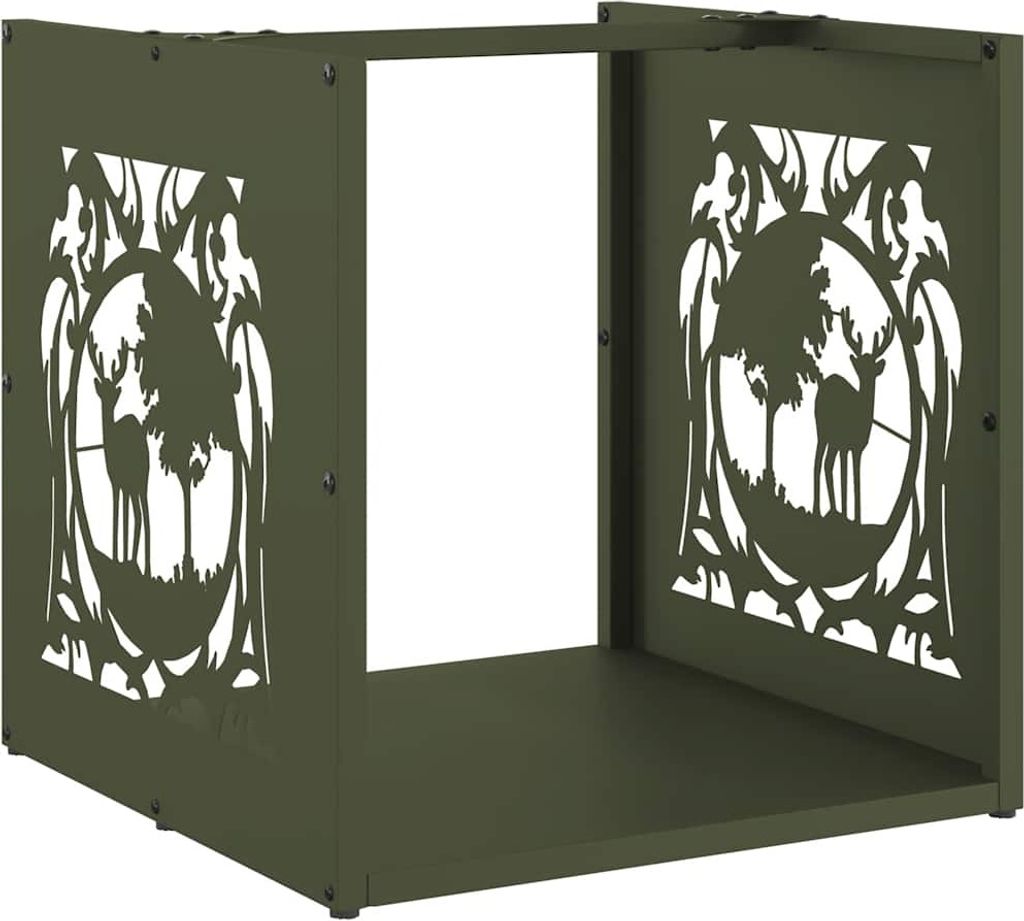 vidaXL Brennholzregal Olivgrün 40x40x40 cm Kaltgewalzter Stahl