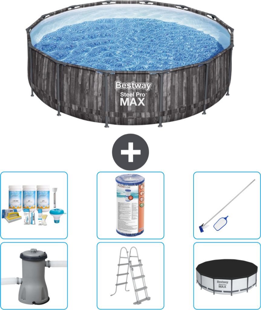 Bestway Round Steel Pro MAX Schwimmbad – Holzdruck – 427 x Produktbild 