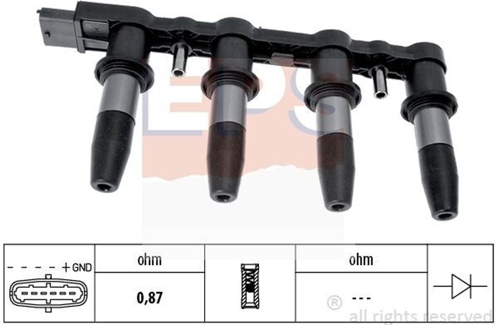 EPS 1.970.450 Zündspule für OPEL Corsa D Schrägheck (S07) ZAFIRA B (A05) INSIGNIA Caravan Meriva A (X03) Astra H Caravan (A04) Astra H Schrägheck