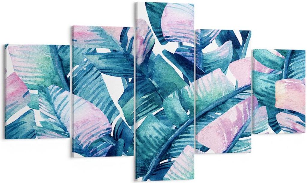 Bild auf Leinwand - Leinwandbild - Blatt Pflanze Blume - 125x70cm - Wand Bild - Wanddeko - Leinwanddruck - Bilder - Kunstdruck - Wanddekoration - L...