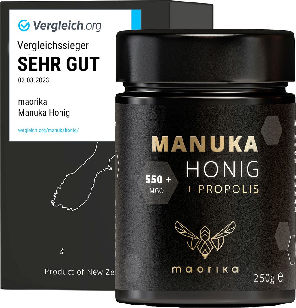 maorika - Manuka Honig 550 MGO mit Propolis 250g im Glas (lichtundurchlässig) - labor, aus Neuseeland