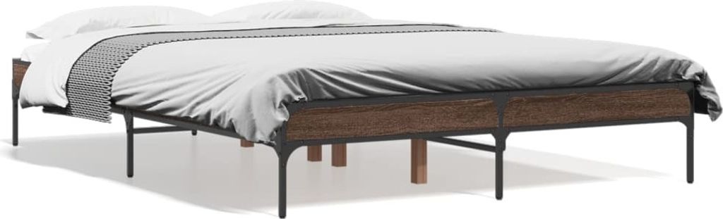 "2026 Promotion" Bettgestell moderne - Braun Eichen-Optik - 120x200 cm - Holzwerkstoff Metall - Polsterbett CC30243