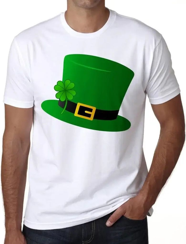 Herren Grafik T-Shirt Grüner Saint-Patrick's-Day-Hut – Green Saint Patrick's Day Hat – Öko-Verantwortlich Vintage Jahrgang Kurzarm Lustige Druck