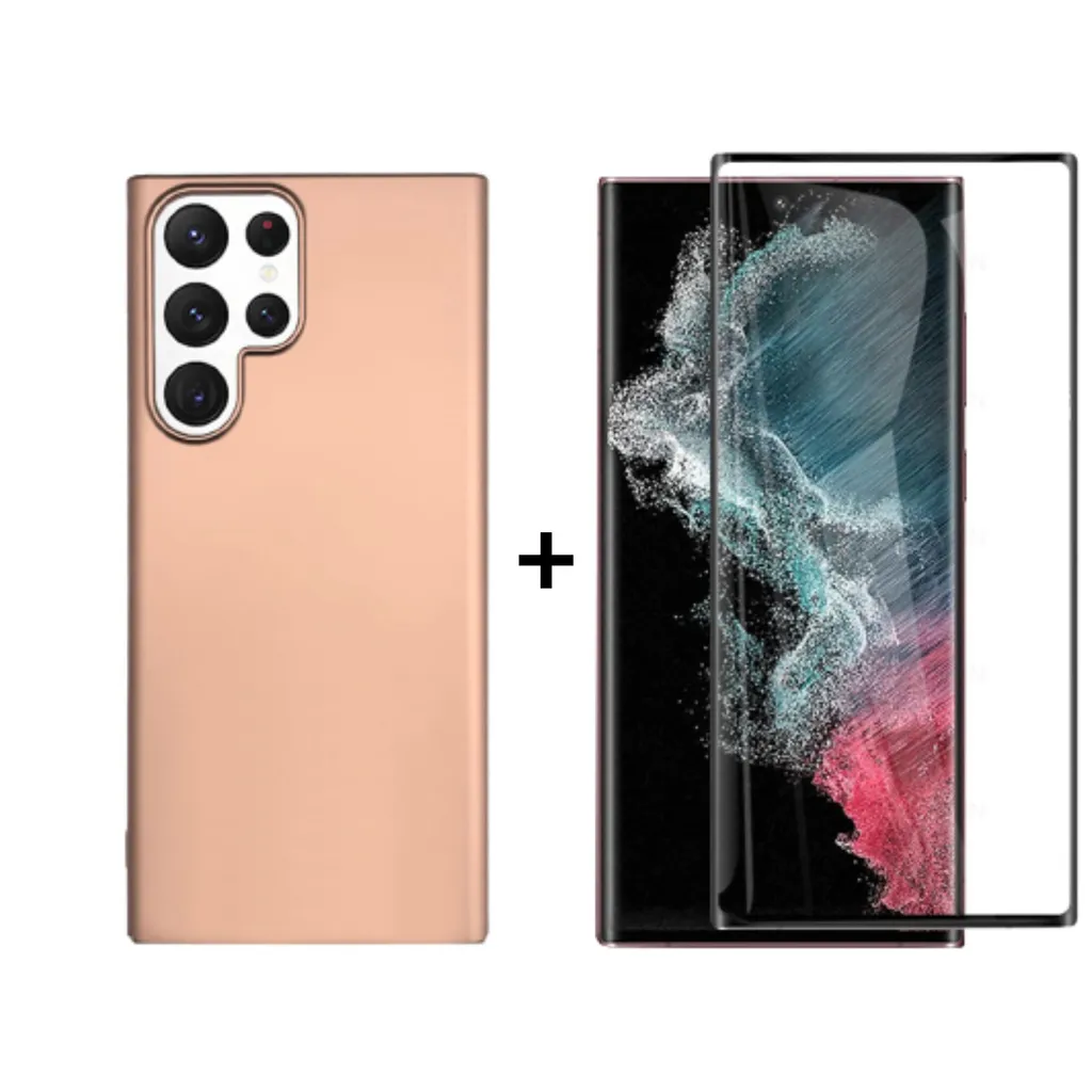 2in1 set custodia del telefono cellulare + vetro protettivo per Samsung Galaxy S22 Ultra 6,8 pollici caso copertura schermo protettore pellicola
