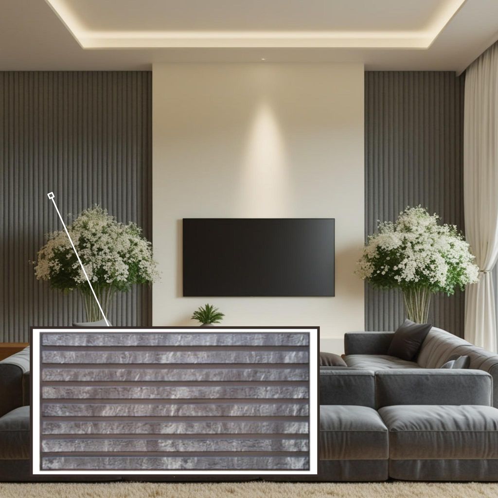 3D-Wandpaneele PVC | Lamellen Optik | Grey Granite Slats - 5 Platten - 2.5 m² | Für Wohnzimmer, Küche & Bad | Einfache DIY-Montage