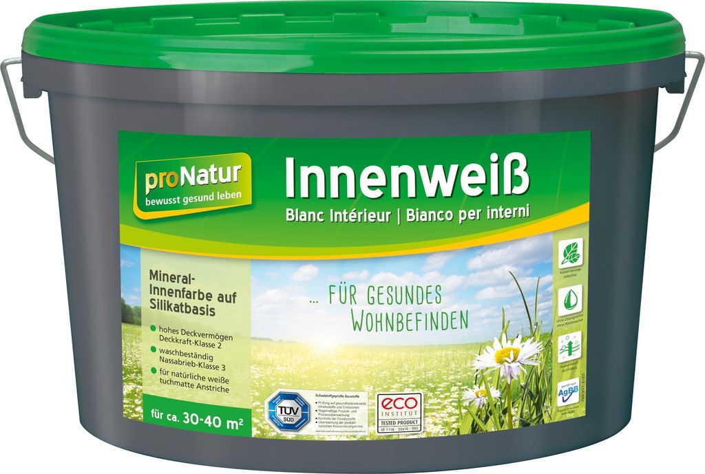 pronatur Innenweiß Silikatfarbe Mineralfarbe weiß 5 l Produktbild 