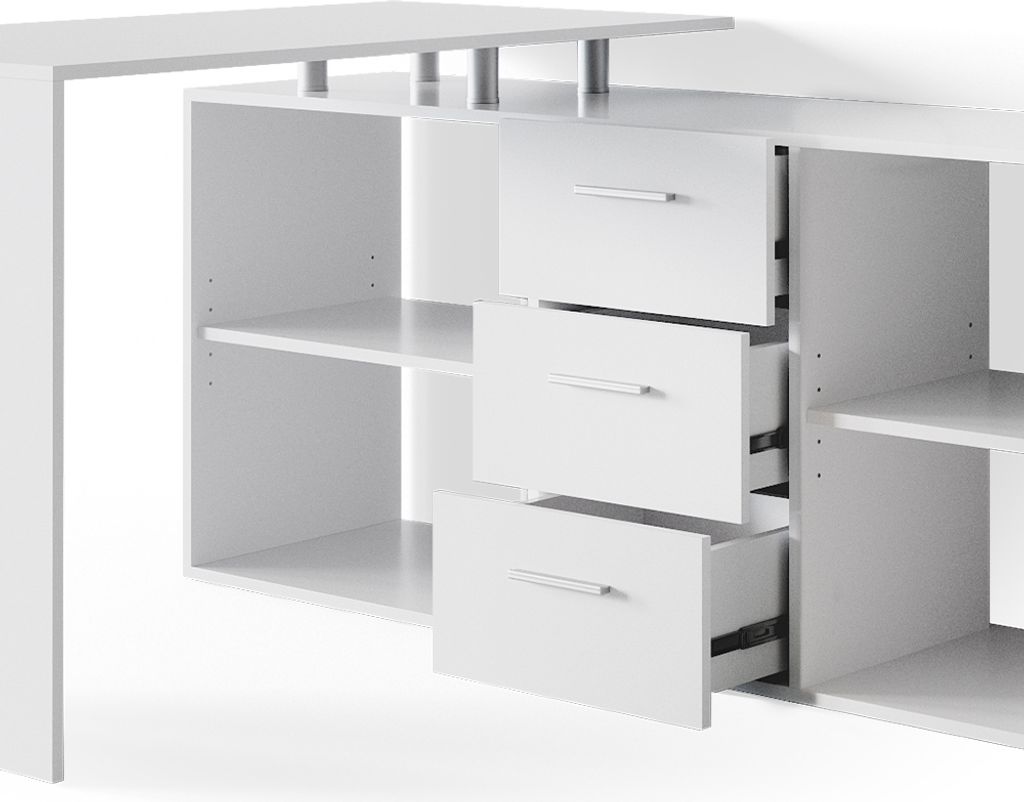 Vicco Biurko narożne Dante, 145 x 120 cm, Biały Zdjęcie produktu 6