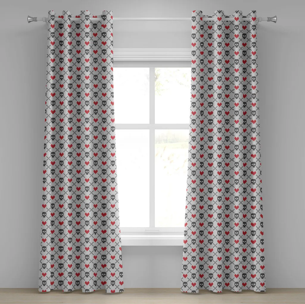 Rideau à œillets pour salon motif Crâne décoratif 2 pans 280x245 cm